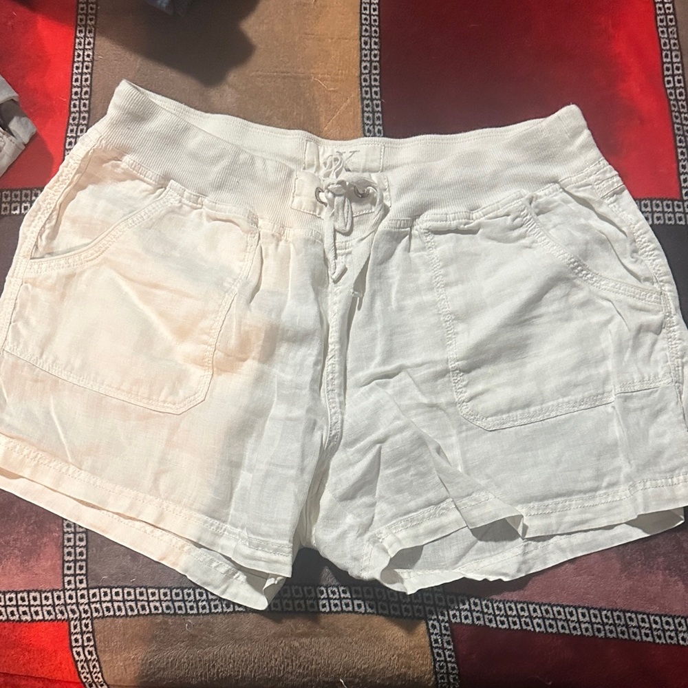 Calvin Klein White Linen-Blend Drawstring Athletic Shorts
